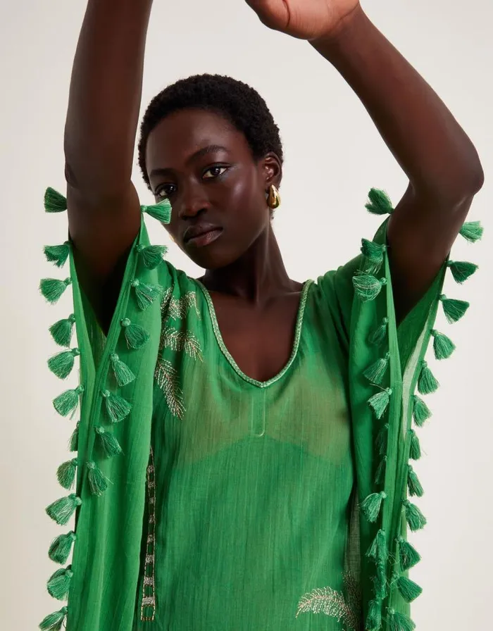 Monsoon Priscilla Embellished Kaftan Dress Green Women Beachwear and Swimwear Monsoon Priscilla Embellished Kaftan Dress Green Women Beachwear and Swimwear