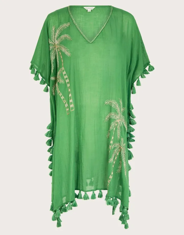 Monsoon Priscilla Embellished Kaftan Dress Green Women Beachwear and Swimwear Monsoon Priscilla Embellished Kaftan Dress Green Women Beachwear and Swimwear