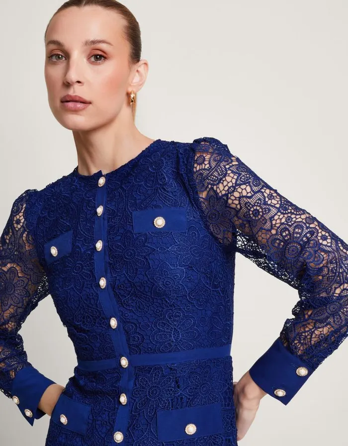 Monsoon Reyna Lace Dress Blue Women Occasionwear Monsoon Reyna Lace Dress Blue Women Occasionwear
