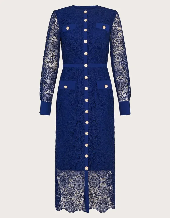 Monsoon Reyna Lace Dress Blue Women Occasionwear Monsoon Reyna Lace Dress Blue Women Occasionwear