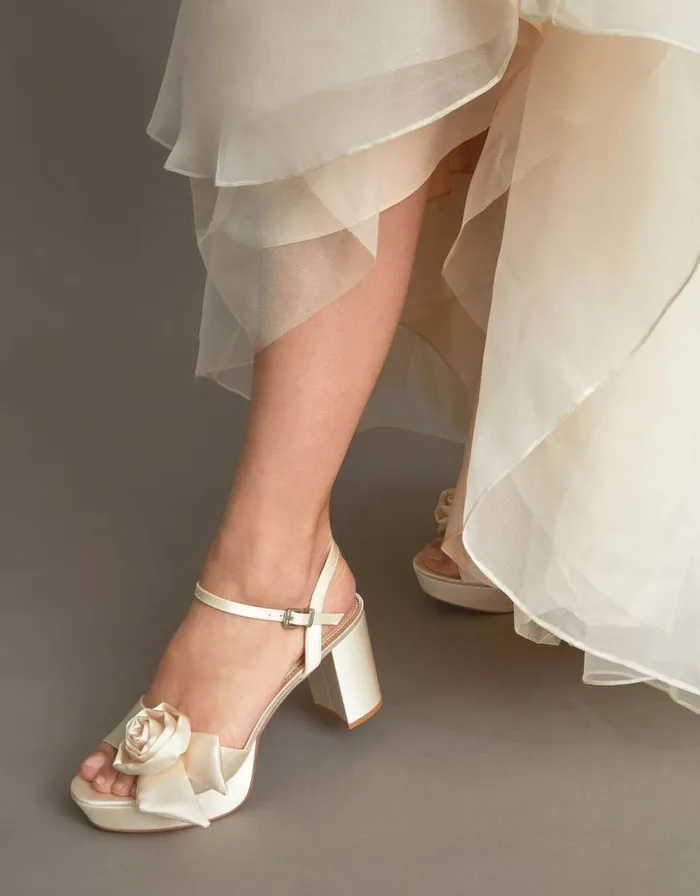 Monsoon Rosette Platform Sandals Ivory Women Platforms