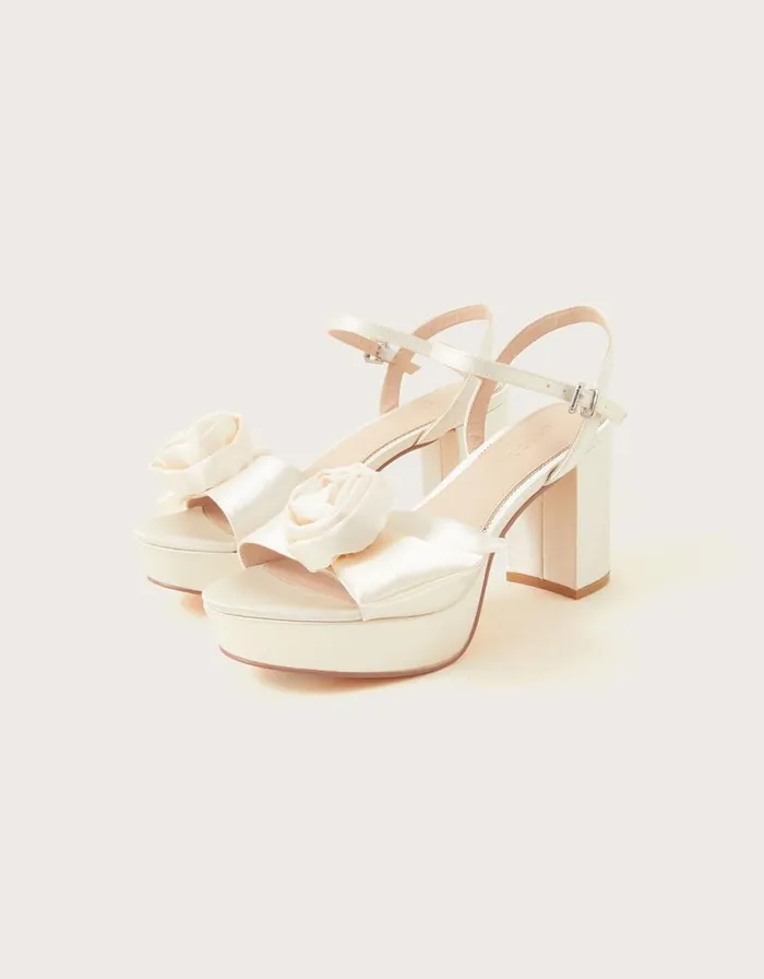 Monsoon Rosette Platform Sandals Ivory Women Platforms Monsoon Rosette Platform Sandals Ivory Women Platforms