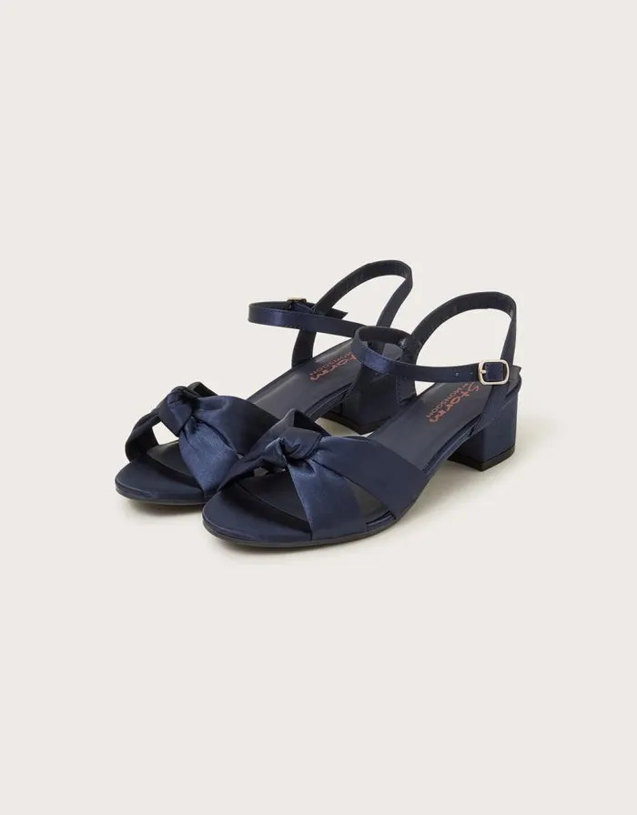 Monsoon Satin Twist Heeled Sandals Blue Children Partywear
