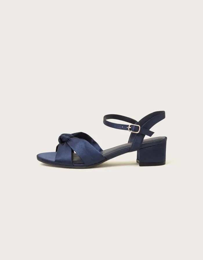 Monsoon Satin Twist Heeled Sandals Blue Children Partywear Monsoon Satin Twist Heeled Sandals Blue Children Partywear