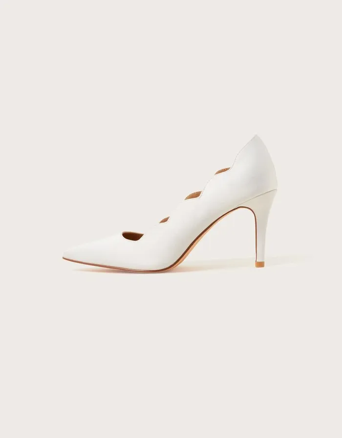 Monsoon Scallop Satin Bridal Court Shoes Ivory Women Heels Monsoon Scallop Satin Bridal Court Shoes Ivory Women Heels