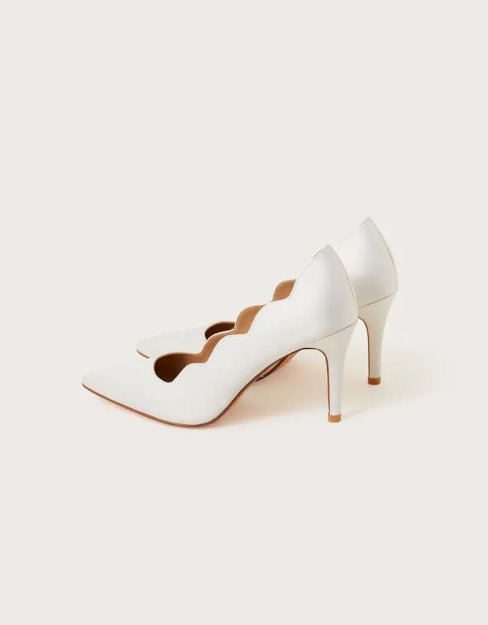 Monsoon Scallop Satin Bridal Court Shoes Ivory Women Heels Monsoon Scallop Satin Bridal Court Shoes Ivory Women Heels