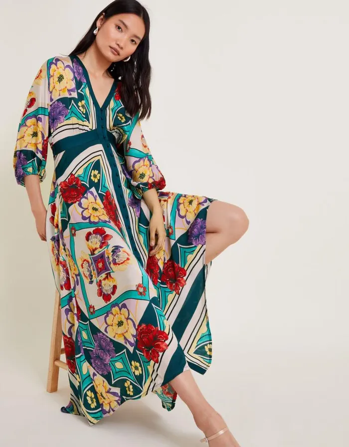 Monsoon Shibby Tea Dress Teal Women Midi Dresses Monsoon Shibby Tea Dress Teal Women Midi Dresses