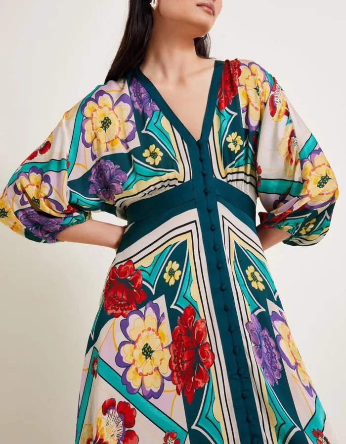 Monsoon Shibby Tea Dress Teal Women Midi Dresses Monsoon Shibby Tea Dress Teal Women Midi Dresses