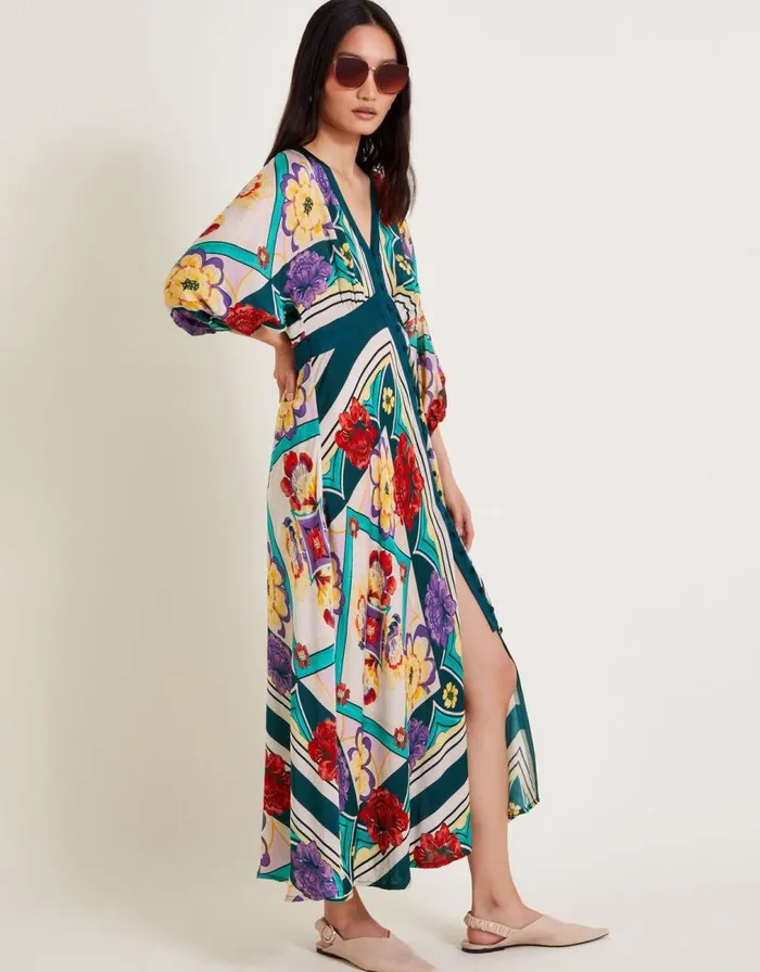 Monsoon Shibby Tea Dress Teal Women Midi Dresses Monsoon Shibby Tea Dress Teal Women Midi Dresses