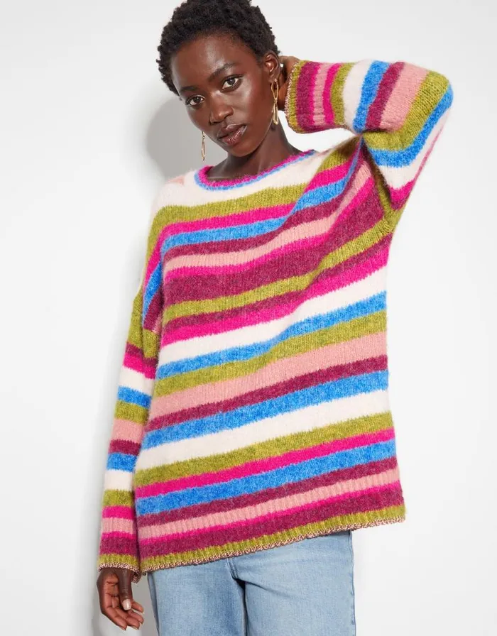 Monsoon Shonda Colourful Stripe Jumper Multi Women Knitwear