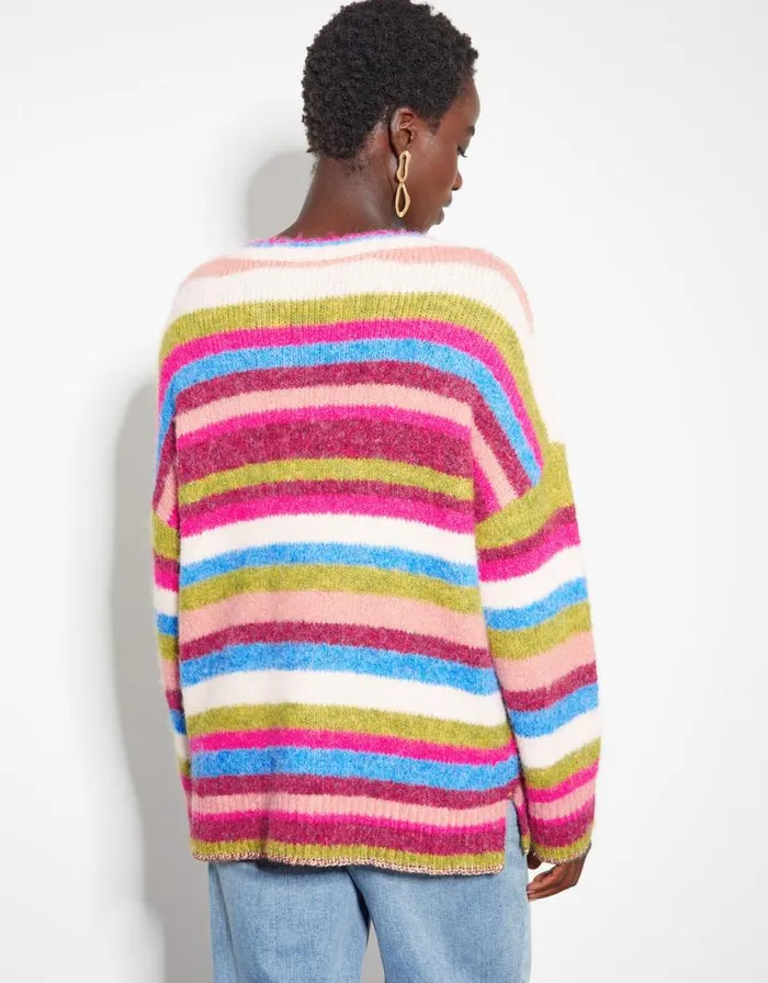 Monsoon Shonda Colourful Stripe Jumper Multi Women Knitwear Monsoon Shonda Colourful Stripe Jumper Multi Women Knitwear