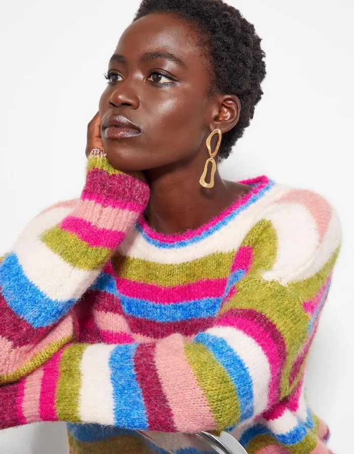 Monsoon Shonda Colourful Stripe Jumper Multi Women Knitwear Monsoon Shonda Colourful Stripe Jumper Multi Women Knitwear