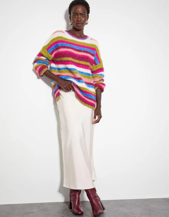 Monsoon Shonda Colourful Stripe Jumper Multi Women Knitwear Monsoon Shonda Colourful Stripe Jumper Multi Women Knitwear