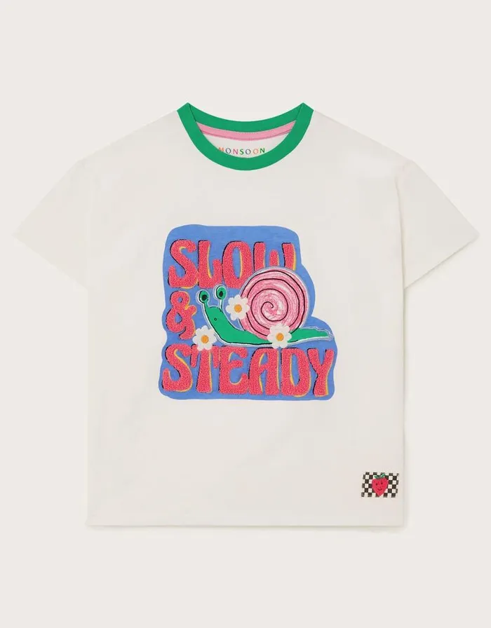 Monsoon Slow And Steady Oversized TShirt White Children Casualwear Collection