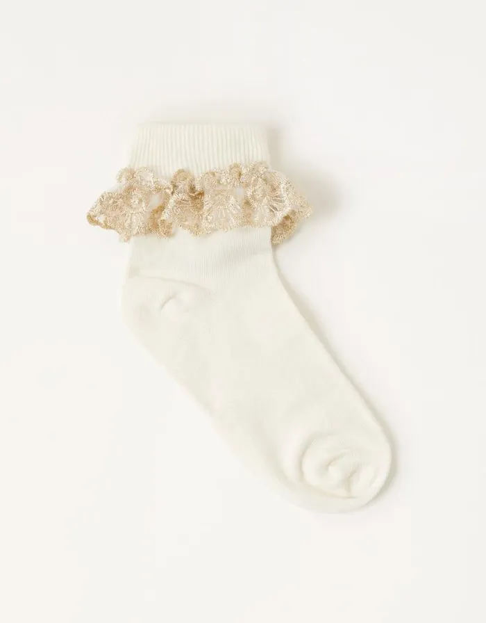 Monsoon Sparkle Lace Socks Ivory Children Girls039 Tights and Socks