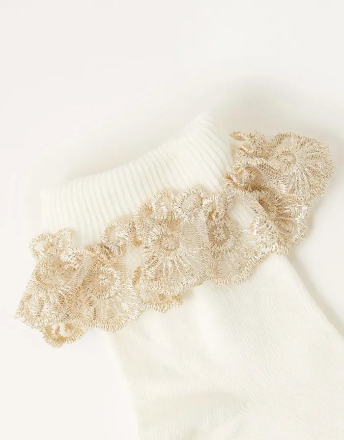 Monsoon Sparkle Lace Socks Ivory Children Girls039 Tights and Socks Monsoon Sparkle Lace Socks Ivory Children Girls039 Tights and Socks
