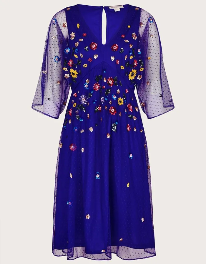 Monsoon Stephanie Embellished Dress Blue Women Occasionwear Monsoon Stephanie Embellished Dress Blue Women Occasionwear