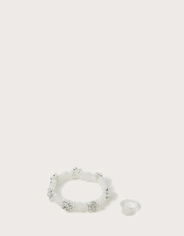 Monsoon Stretch Bracelet And Flower Ring Children Girls039 Jewellery