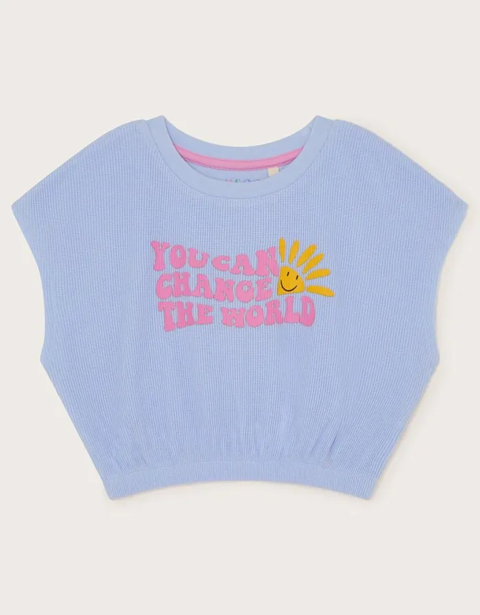 Monsoon Sunshine Slogan Textured Top Blue Children Casualwear Collection