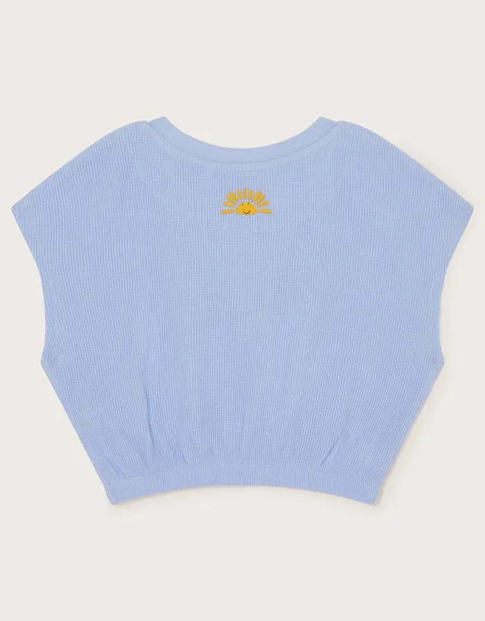 Monsoon Sunshine Slogan Textured Top Blue Children Casualwear Collection Monsoon Sunshine Slogan Textured Top Blue Children Casualwear Collection