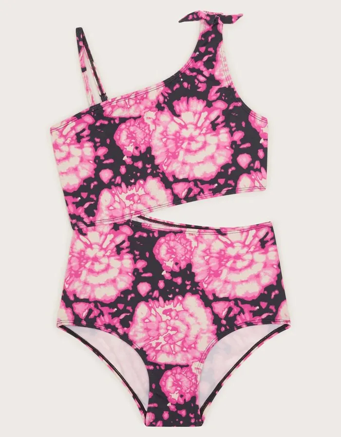 Monsoon Tie Dye CutOut Swimsuit Pink Children Beachwear and Swimwear