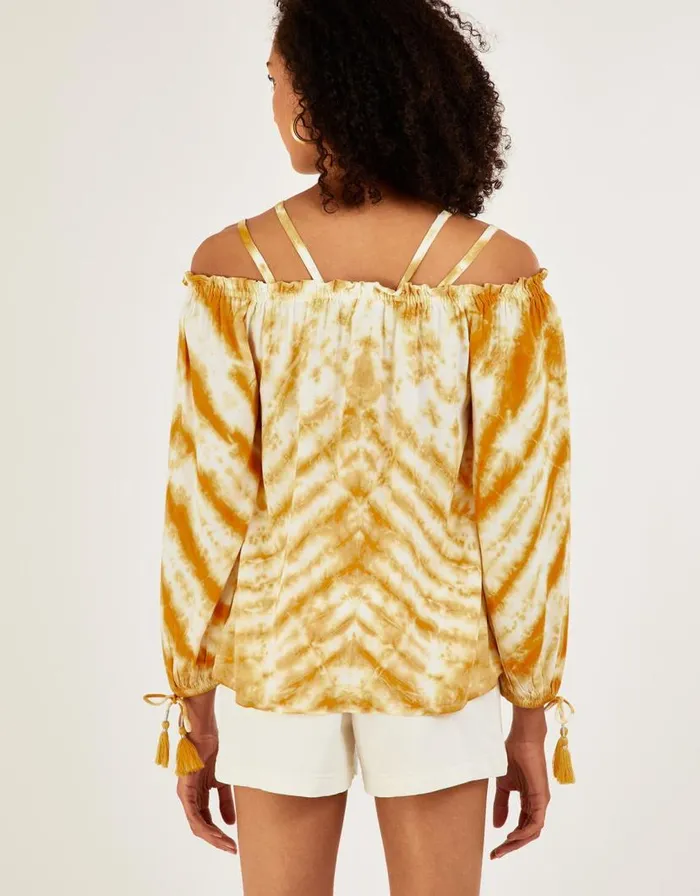 Monsoon Tie Dye Printed Long Sleeve Top Yellow Women Tops and Blouses Monsoon Tie Dye Printed Long Sleeve Top Yellow Women Tops and Blouses