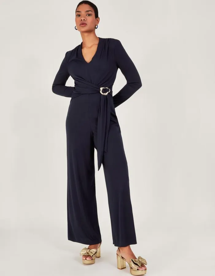 Monsoon Toria Trim Jumpsuit Blue Women Occasionwear