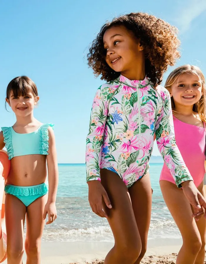 Monsoon Tropical Palm Print Swimsuit Ivory Children Beachwear and Swimwear Monsoon Tropical Palm Print Swimsuit Ivory Children Beachwear and Swimwear