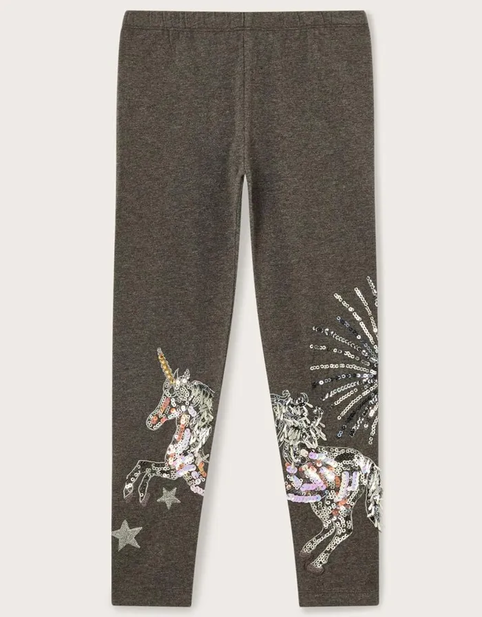 Monsoon Unicorn Sequin Leggings Grey Children Trousers and Shorts