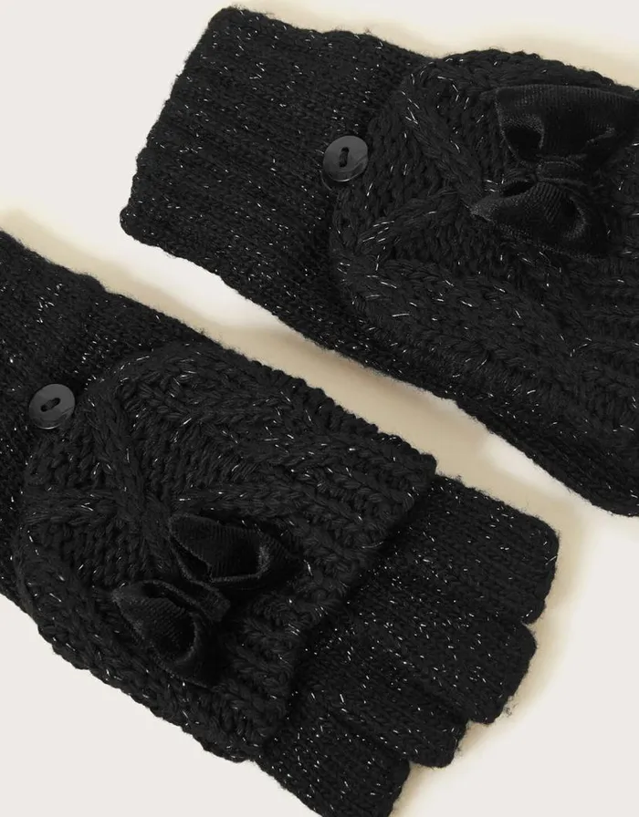 Monsoon Velvet Bow Gloves Black Children Hats and Sunglasses Monsoon Velvet Bow Gloves Black Children Hats and Sunglasses