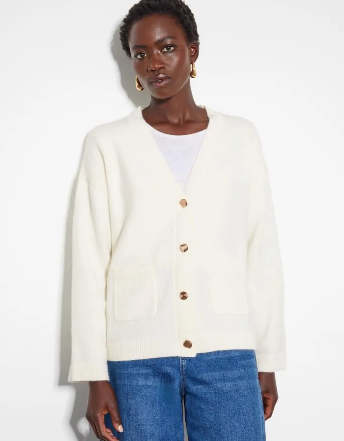 Monsoon Vicki VNeck Cardigan Cream Women Cardigans