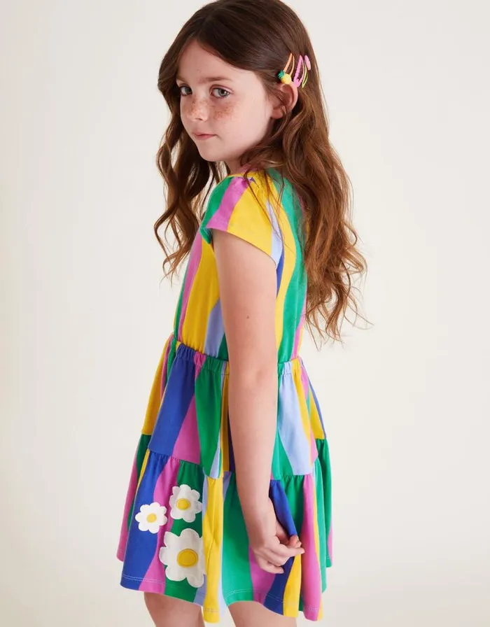 Monsoon Wavy Stripe Tiered Dress Multi Children Casualwear Collection