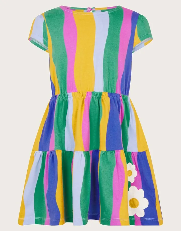 Monsoon Wavy Stripe Tiered Dress Multi Children Casualwear Collection Monsoon Wavy Stripe Tiered Dress Multi Children Casualwear Collection