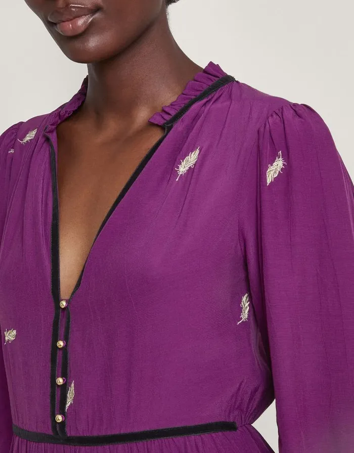 Monsoon Willa Embroidered Shirt Dress Purple Women Day Dresses Monsoon Willa Embroidered Shirt Dress Purple Women Day Dresses