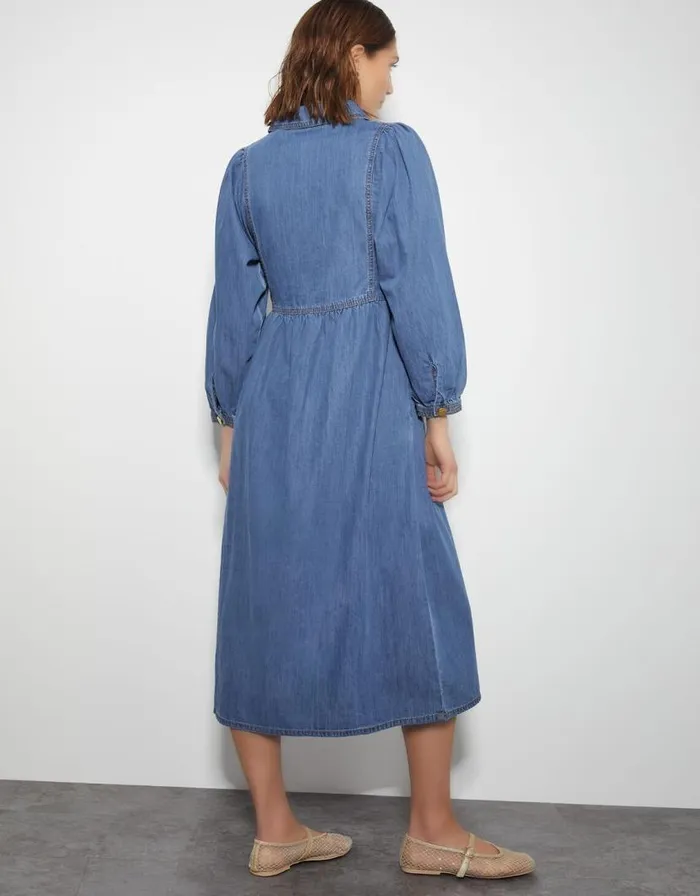 Monsoon Wilma Long Sleeve Denim Midi Dress Blue Women Casualwear Monsoon Wilma Long Sleeve Denim Midi Dress Blue Women Casualwear