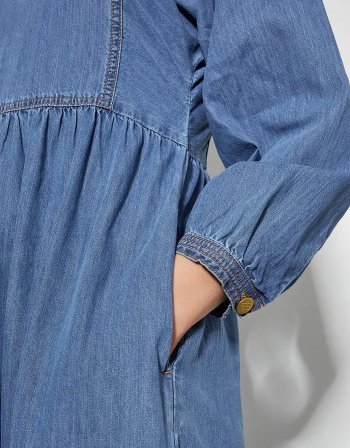 Monsoon Wilma Long Sleeve Denim Midi Dress Blue Women Casualwear Monsoon Wilma Long Sleeve Denim Midi Dress Blue Women Casualwear