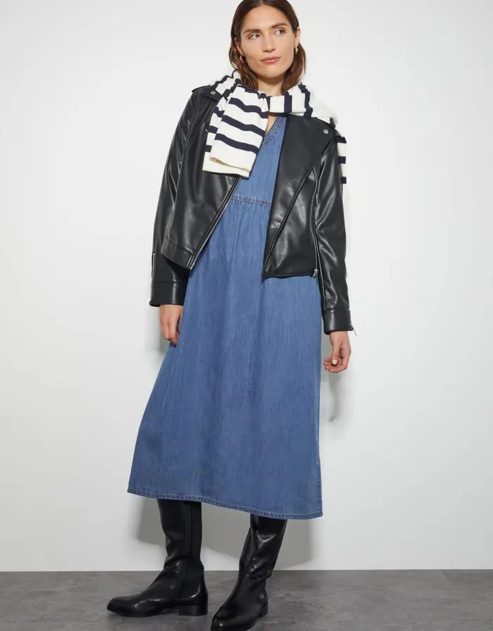 Monsoon Wilma Long Sleeve Denim Midi Dress Blue Women Casualwear Monsoon Wilma Long Sleeve Denim Midi Dress Blue Women Casualwear