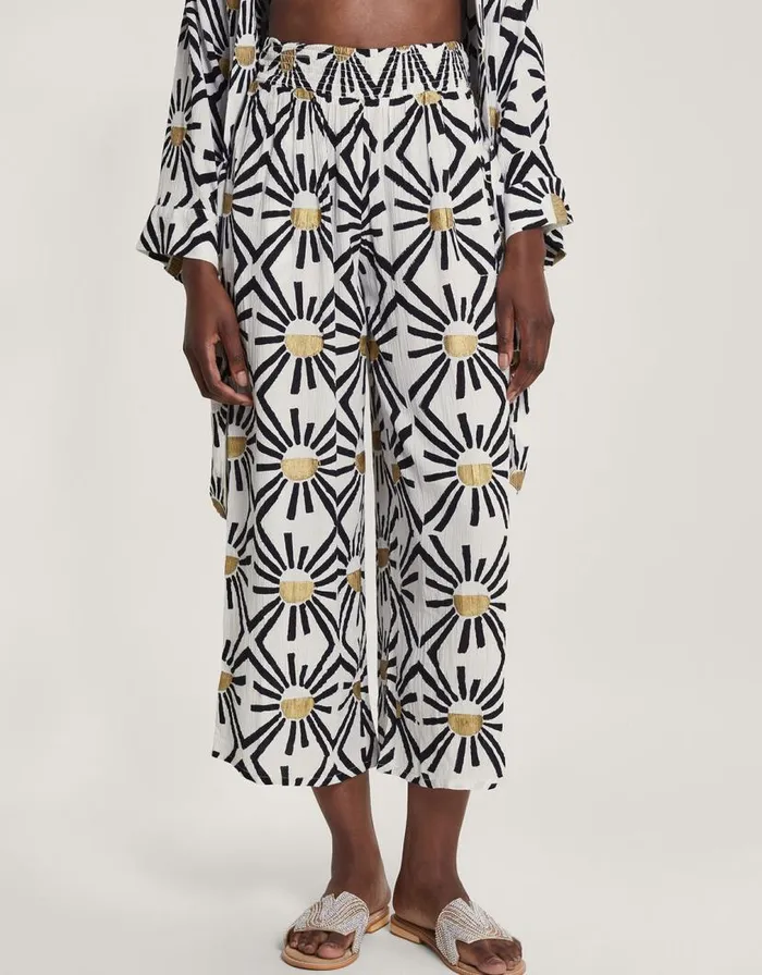 Monsoon Zamora Geometric Trousers White Women Beachwear and Swimwear Monsoon Zamora Geometric Trousers White Women Beachwear and Swimwear