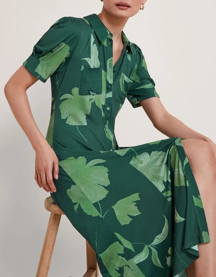 Monsoon Zannah Print Shirt Dress Green Women Occasionwear Monsoon Zannah Print Shirt Dress Green Women Occasionwear