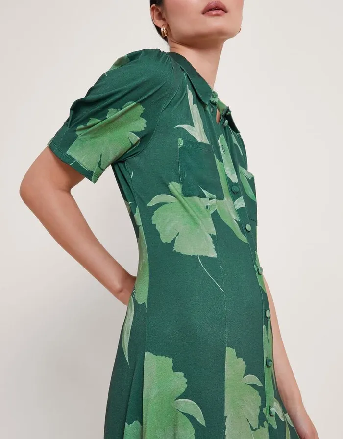 Monsoon Zannah Print Shirt Dress Green Women Occasionwear Monsoon Zannah Print Shirt Dress Green Women Occasionwear