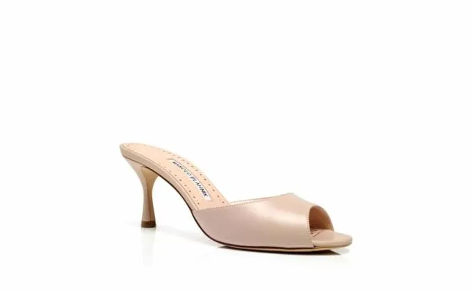 Mules Women Manolo Blahnik JADALight Beige Calf Leather Open Toe Mules Mules Women Manolo Blahnik JADALight Beige Calf Leather Open Toe Mules