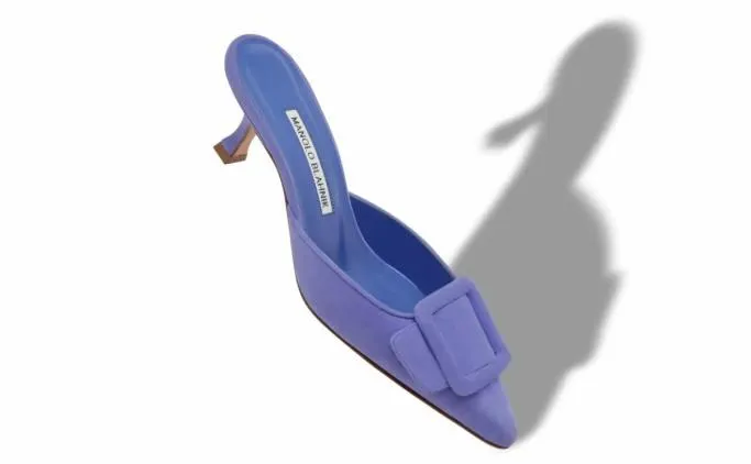 Mules Women Manolo Blahnik MAYSALEBlue Suede Buckle Mules