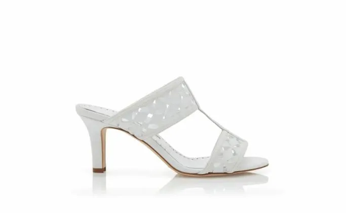 Mules Women Manolo Blahnik SOPHOCLESWhite Calf Leather Cut Out Mules Mules Women Manolo Blahnik SOPHOCLESWhite Calf Leather Cut Out Mules