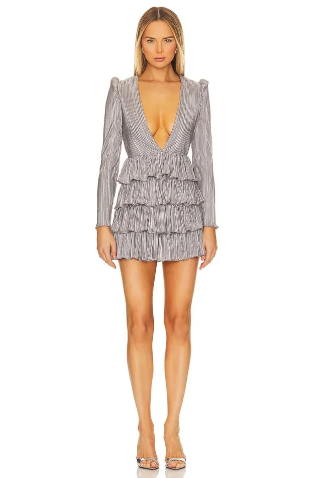 Mya Mini Dress Silver Gray Women Lovers and Friends Dresses