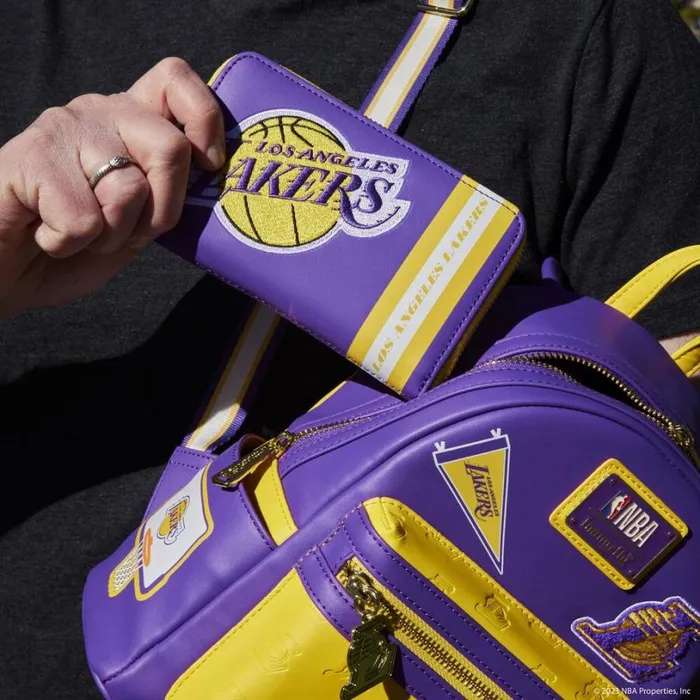 NBA Los Angeles Lakers Patch Icons Zip Around Wallet Unisex Loungefly Bags and Wallets