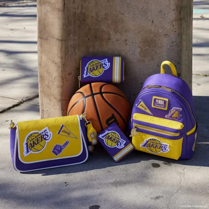NBA Los Angeles Lakers Patch Icons Zip Around Wallet Unisex Loungefly Bags and Wallets