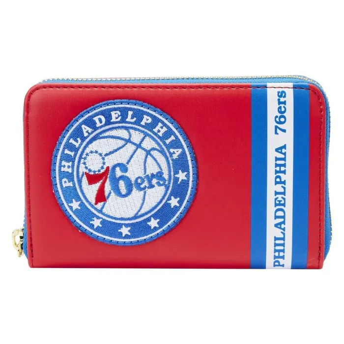 NBA Philadelphia 76ers Patch Icons Zip Around Wallet Unisex Loungefly Bags and Wallets