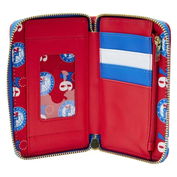 NBA Philadelphia 76ers Patch Icons Zip Around Wallet Unisex Loungefly Bags and Wallets