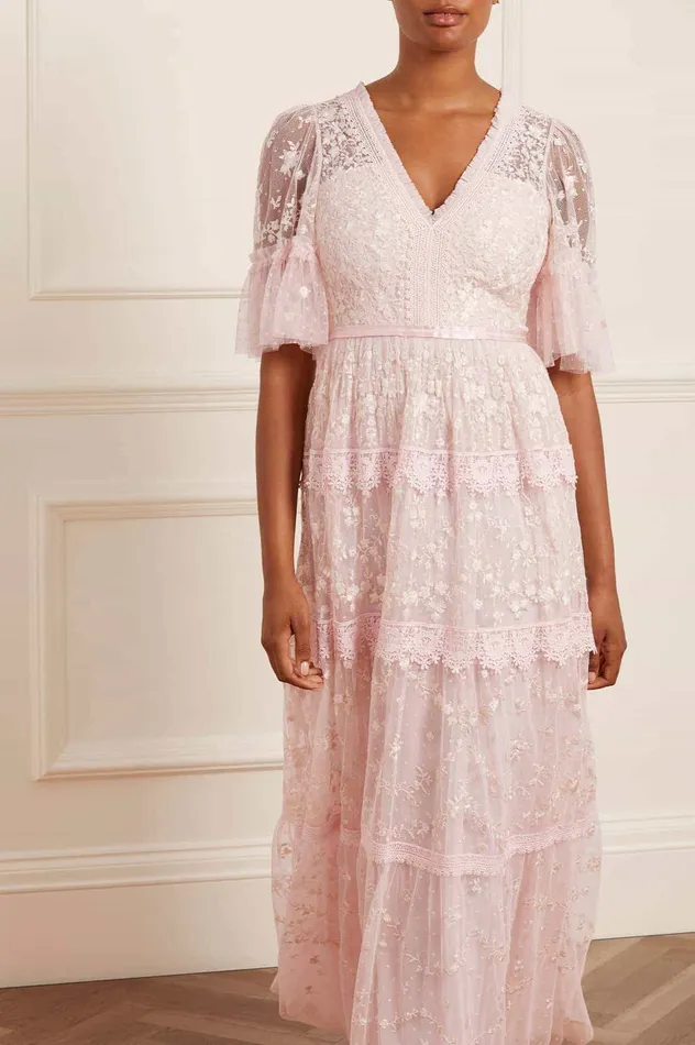 Needle and Thread Araminta Lace Gown Pink Women Embroidered Dresses