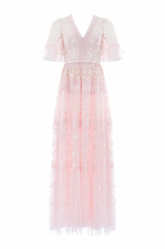 Needle and Thread Araminta Lace Gown Pink Women Embroidered Dresses